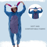 COSUSKET Snug Fit Unisex Adult Onesie Pajamas, Flannel Cosplay Donkey One Piece Halloween Costume Sleepwear Homewear Blue