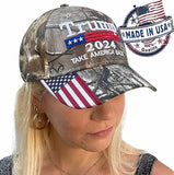 MADE in USA Trump Hat 2024 Take America Back Camo Hat Adjustable Cap Hat Presidential Election Campaign (Cameo Mesh)