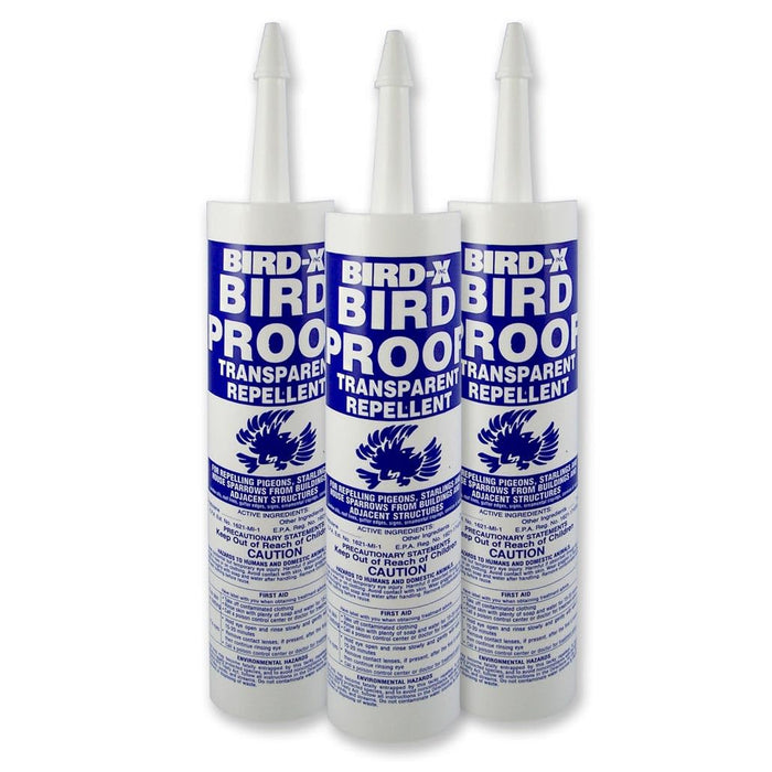 Bird-X Bird Proof Gel, Sticky and Transparent Clear Gel, Long-Lasting and Easy to Use, Each Tube Covers 10 Linear feet, Pack of 3 Tubes (10 fl. oz. Each)