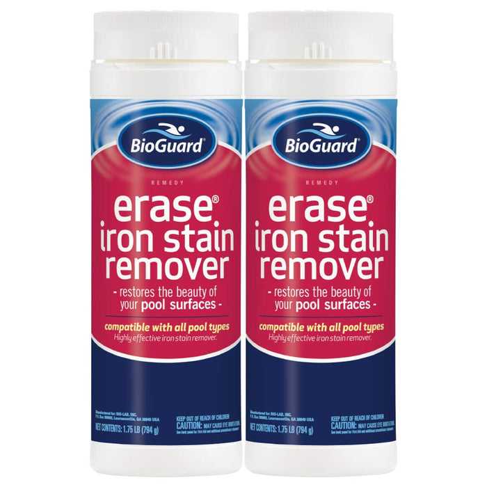 BioGuard Erase Iron Stain Remover, 1.75 lb, Pack of 2, Highly Effective Iron Stain Remover, Restore Pool Surfaces, Suitable for All Pool Types