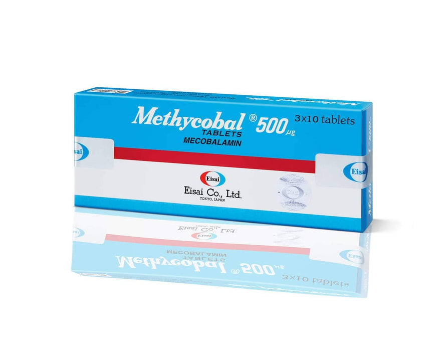 Methycobal 500 mcg tablets Mecobalamin (Packing 3 × 10's) Product of Eisai, Japan, Effective for Peripheral Nerve Supplement with Mecobalamin (B12) 500 mcg Oral 1 tab 3 Times a Day