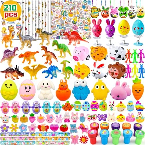 208pcs Easter Egg Fillers for Kids Boys Girls Easter Basket Stuffers Easter Egg Stuffers Easter Toy Gifts for Toddlers Easter Hunt Party Supplies