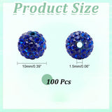 PH PandaHall 100pcs 10mm Rhinestones Pave Disco Ball Clay Beads, Sapphire Polymer Clay Rhinestone Beads Round Charms Crystal Diamond Beads for Bracelet Necklace Earring Jewelry Making Christmas Decor