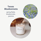 Calyan Wax Scented Candle, Texas Bluebonnets Candle for The Home Scented with Florals & Jasmine, Soy Wax Aromatherapy Candle in Glass Jar with 37 Hour Burn Time, Non Toxic Scented Candles Gifts