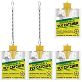 Outdoor Fly Traps with Adjustable Hanging Chain, Disposable Hanging Fly Traps with Natural Pre-Baited Bags | Effective Fly Killer for Backyard, Patio, Park or Farm 4 Pack