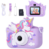 Envyvip Unicorn Toys Camera for Kids Girls Age 3-8, Toddler Kids Digital Camera Christmas Birthday Gifts for 3 4 5 6 7 8 Years Old Girl, Cute Selfie Video Camera, HD 1080P, 32GB SD Card, Purple