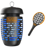 BLACK+DECKER Bug Zapper Electric Lantern with Insect Tray, Cleaning Brush, Light Bulb & Waterproof Design for Indoor & Outdoor Flies & Electric Fly Swatter- Fly Zapper- Tennis Bug Zapper Racket