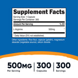 Nutricost L-Arginine 500mg, 300 Capsules (2 Bottles)