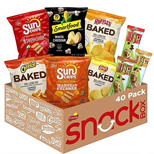 Frito Lay Snack Time Favorites with Baked, Smartfood, Sunchips and Quaker Chewy Granola Bars Variety Pack, (Pack of 40)