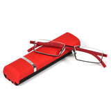 REAVEE Stylish Half Frame Reading Glasses for Women Ladies, Half Lens Lightweight Rectangle Metal Portable Readers with Cases, (Red +2.5)