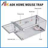 AOK Home Live Humane Cage Trap for Squirrel Mouse Rat Mice Rodent Animal Catcher for Indoor and Outdoor Small Animal 11x5.5x4.5 inch