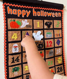 Happy Halloween Advent Countdown Calendar Decoration for Kids and Family by My Growing Season | Wall Hanging Fabric Decor with Detachable Friendly Ghost Finger Puppet