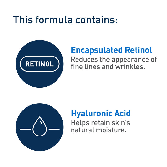 CeraVe RETINOL Cream Serum for Face with niacinamide, hyaluronic acid & ceramides. For Fine Lines, Radiance & Wrinkles. Non-irritating, Fragrance-Free, non-comedogenic, 30ML