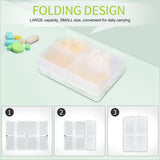 FYY 2 Pcs Daily Pill Organizer, 7 Compartments Portable Pill Case Travel Pill Organizer,[Folding Design]Pill Box for Purse Pocket to Hold Vitamins,Cod Liver Oil,Supplements and Medication-Clear