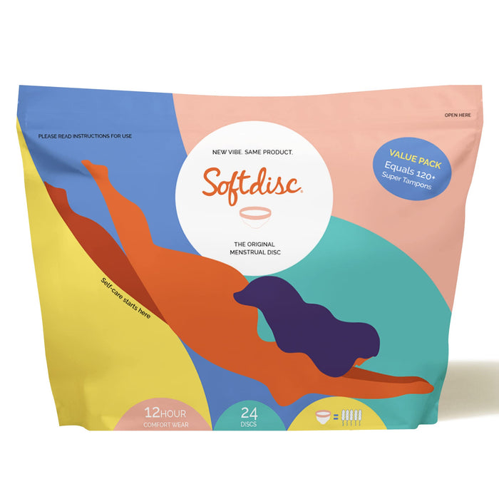 Softdisc Menstrual Discs | Disposable Period Discs | Tampon, Pad, and Cup Alternative | Capacity of 5 Super Tampons | HSA or FSA Eligible | 24 Count