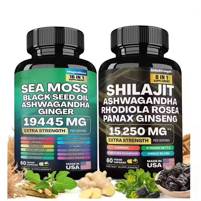 Marbolox NutraVitalia Dynamic Vitality Super Blend - Sea Moss, Black Seed Oil, Ashwagandha & More - Enhanced Energy & Immunity, 2 Pack