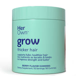 Her Own Grow Gummies, Promotes Thicker Hair, With Biotin, Keratin & Horsetail, Supports Fuller Hair, Healthy Hair Growth, Berry Flavor, 60 Gummies