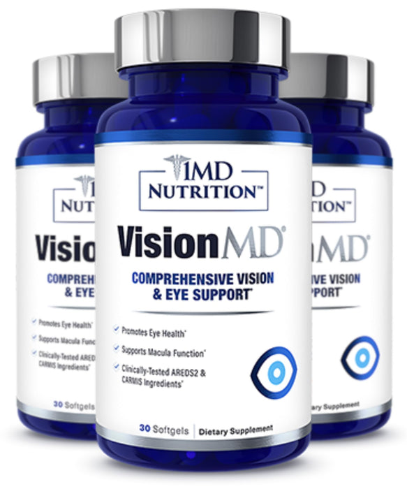 1MD Nutrition VisionMD Eye Vitamin CARMIS - with OptiLut Lutein & Zeaxanthin | Supports Vision Health, Everyday Eye Strain, & Occasional Dry Eye | 90 Softgels (3-Pack)