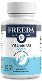 FREEDA Vitamin D3-3000 IU - Pure High Potency Kosher Supplement Tablets - Bone and Muscle Health, Calcium Absorption, Immune Support for Men and Women* - 100 Tiny Tablets