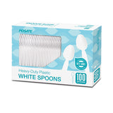 POSATE Plastic Spoons, White, Heavy weight, 100 Count