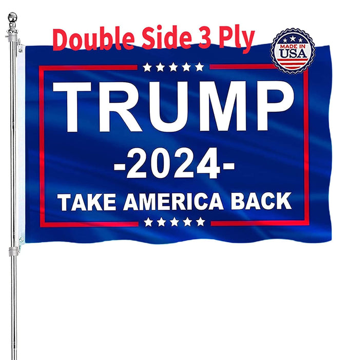 Double Sided Trump 2024 Flag 4x6 Take America Back Donald Trump Flags 200D Polyester with Durable Canvas Header and 2 Brass Grommets for Indoor Outdoor