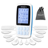 Brilnurse Dual Channel TENS EMS MASSAGE Unit 28 Modes 40 Level Intensity Muscle Stimulator for Pain Relief, Rechargeable Mini TENS Machine Pulse Massager with 12 Pads/Storage Pouch/Pads Holder