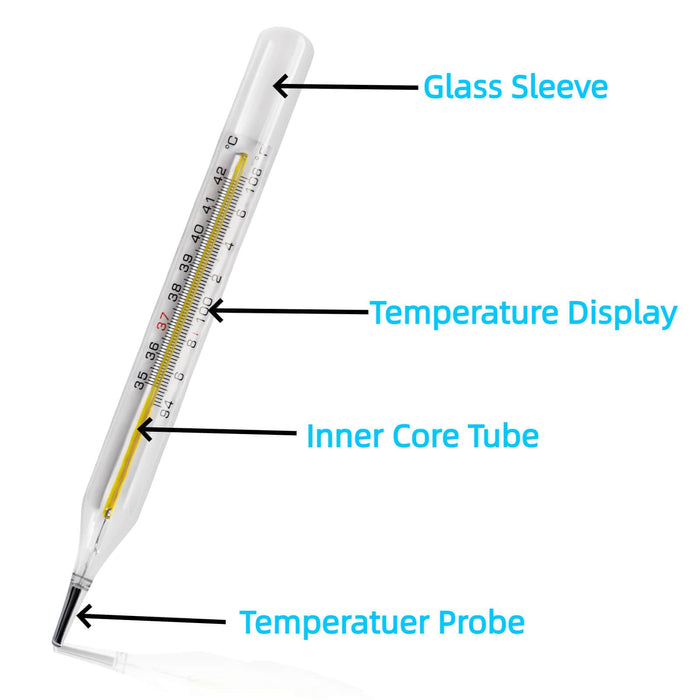 ℃&℉ Clinical Glass Thermometer for Underarm 2PCS - Classic Non Digital Thermometer for Adults - Medical Fever Thermometer - Accurate Easy Reading by HARIKA LIFE