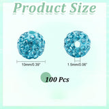 PH PandaHall 100pcs 10mm Rhinestones Beads Pave Disco Ball Clay Beads Crystal Beads Polymer Clay Rhinestone Beads Round Diamond Bead for Bracelet Necklace Earring Jewelry Making Christmas Aquamarine