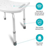 DMI Shower Chair Bath Seat for Tub or Shower Bench for Inside Shower, Made of Non Slip Aluminum with Plastic Seat, No Tools Needed, Adjustable Height, Holds Weight up to 300 Pounds, Bath Bench, White