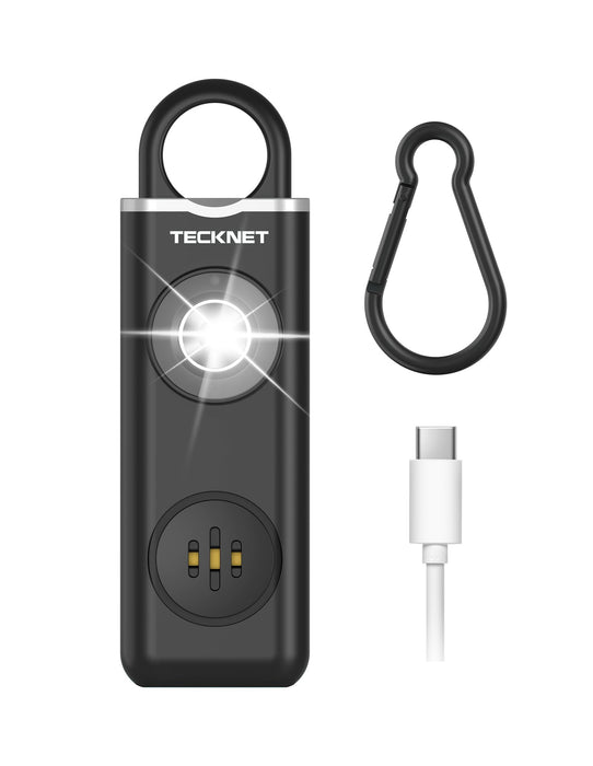 TECKNET Rechargeable Personal Safety Alarm for Women, 130dB Self Defense Keychain Alarm with SOS Strobe Light, Low Battery Notice, Personal Alarm Loud Siren Safety Keychain for Girls Kids Elderly