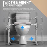 Agrish Raised Toilet Seat with Handles - Width and Height Adjustable Padded Toilet Seat Risers for Seniors, Bariatric, Handicap, Heavy Duty 350lbs Raised Toilet Seat, Fit Any Toilet