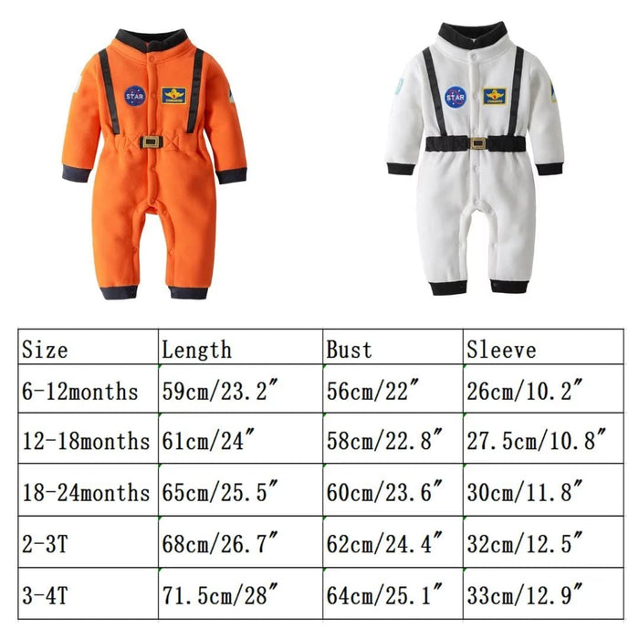 OLLULL Baby Astronaut Costumes, Unisex Toddler Space Suit, Halloween Dress Up Romper Pilot Costume(White,18-24 Months)