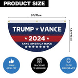 2 Pcs Trump Vance 2024 Half Fan Flags Trump Take America Back Half Fan Bunting Flags Voted for Trump Semi-Circular Flags With Brass Grommets Decoration for Outdoor Fence Decorations