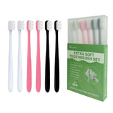 EasyHonor Extra Soft Toothbrush for Sensitive Gums,Micro Fur Manual Toothbrush, 20000 Soft Floss Bristle for Pregnant Women, Elderly, etc. (2black+2white+2pink，All White Bristle)