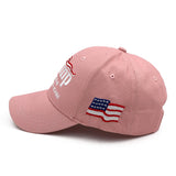 Trump 2024 Hat MAGA Hat Embroidered Save America Again Donald Trump Slogan USA Adjustable Pink Baseball Cap for Woman Men