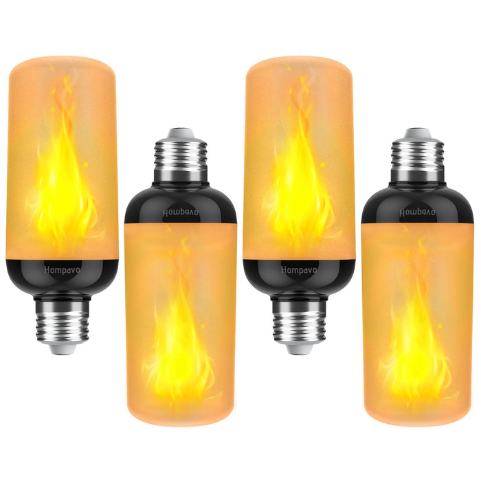 Hompavo Gen2 LED Flame Light Bulbs, Like Real Fire 4-Mode Flickering Light Bulbs with Upside Down Effect, E26 Flame Bulb for Halloween Christmas Party Patio Porch Home Indoor & Outdoor Decorations, 4