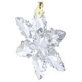 Swarovski Annual Edition 2024 Snowflake Ornament, Clear Faceted Crystal with Gold-Tone Metal Accents and Green Rayon Ribbon, Part of The Annual Edition Collection