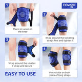 NEWGO Ice Pack for Knee Replacement Surgery, Reusable Gel Cold Pack Wrap Around Entire Knee for Knee Injuries, Pain Relief, Swelling, Bruises (2Pack Blue)