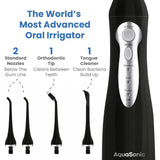 AquaSonic Home Dental Center Rechargeable Power Toothbrush & Smart Water Flosser - Complete Family Oral Care System - 10 Attachments and Tips Included - Various Modes & Timers (Black)