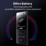 Mp3 Player,RUIZU X02 16GB Ultra Slim Music Player,Long Battery Life Mp3 with FM Radio, Voice Recorder, Video Play, Text Reading, 80 Hours Playback and Expandable Up to 128 GB (Black)