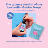 Genius Focus Gummies - Kids Focus Gummies for Increased Attention Natural Herbal Brain Gummies - Vegan, Gluten-Free, Sugar-Free with Bacopa, Gotu Kola, Rhodiola - 60 Gummies