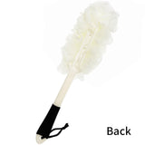 Jxicleang Back Scrubber for Shower, Back Loofah with Non-Slip Handle, Shower Loofah with Handle, Soft Nylon Mesh Sponge On a Stick for Men Women Elderly Kids (White)