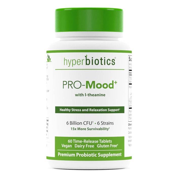 Hyperbiotics Pro Mood, Gut-Brain | Vegan Probiotics For Women, Men, Adults | Time Released Tablets | 1 Per Day | 60 Count