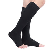 TOFLY® 30-40mmHg Medical Graduated Compression Socks for Men & Women, Open Toe Knee High Compression Socks,Firm Support for Circulation Recovery,Shin Splints,Varicose Veins,Edema,Nursing, Black XL