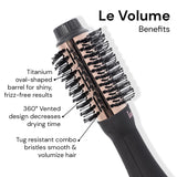 L'ANGE HAIR Le Volume 2-in-1 Titanium Blow Dryer Brush | Hot Air Brush in One with Oval Barrel | Hair Styler for Smooth, Frizz-Free Results for All Hair Types (Black - 60 mm)