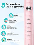 COSLUS Electric Toothbrush for Adults and Kids: Wireless Rechargeable Tooth Brush for Kid Ages 12+ and Adult with Portable Travel Case, 5 Modes 47000 VPM Power Toothbrushes 6 Brush Heads Pink