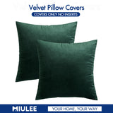 MIULEE Pack of 2 Velvet Soft Solid Decorative Square Throw Pillow Covers Set Christmas Cushion Case for Spring Sofa Bedroom Couch Car 18x18 Inch 45x45 cm