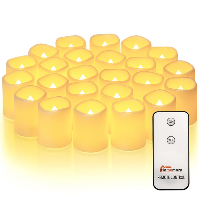 Homemory Flameless Votive Candles with Remote, 12Pack Flickering Battery Operated LED Tealight Candles, Realistic Fake Candle for Wedding, Halloween, Christmas Decor(Warm White, Battery Included)