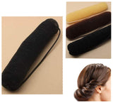 Hair Bun Bump Up Hollywood Style Sponge Roll On Elastic Styling Hair Girls Women Accessories Twist Vintage Headbands (Black)