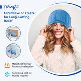 NEWGO Microwave Heating Pad for Head Tension Headache Migraine Relief Hat, Migraine Head Wrap for Sinus Pressure Relief Blue